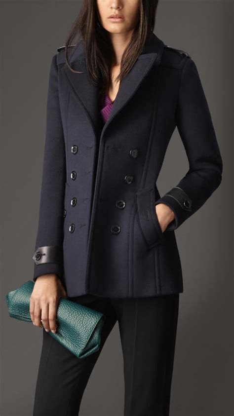 burberry brit wool cashmere peacoat navy size m|burberry wool coats for women.